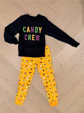 Kids 'Candy Crew' Black & Orange Pajama Set